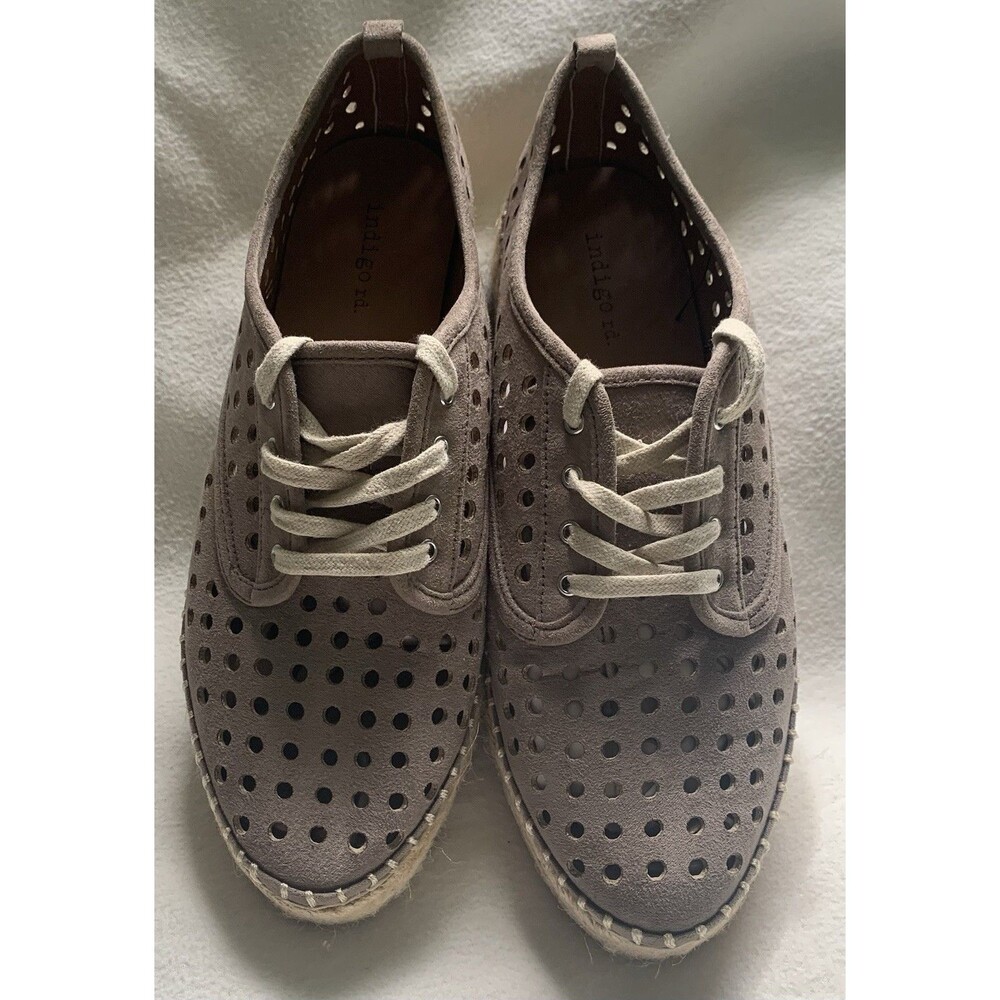 Indigo Rd Irlaney Perforated Oxford Suede Espadrille Women’s Shoes Sneakers